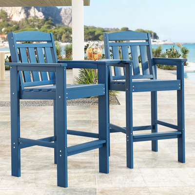 Ensemble de 2 chaises hautes Adirondack, tabourets Adirondack en PEHD avec plateau de connexion, chaise Adirondack à hauteur de bar, tabouret de bar idéal pour toutes les saisons pour balcon, bord de piscine, cour arrière