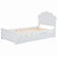 Lit plateforme en bois avec tête de lit et lit gigogne simple-451659182
