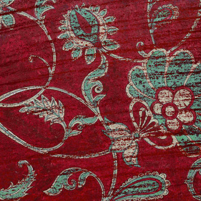 «Paisly Blue and Red», reproduction sur toile tendue