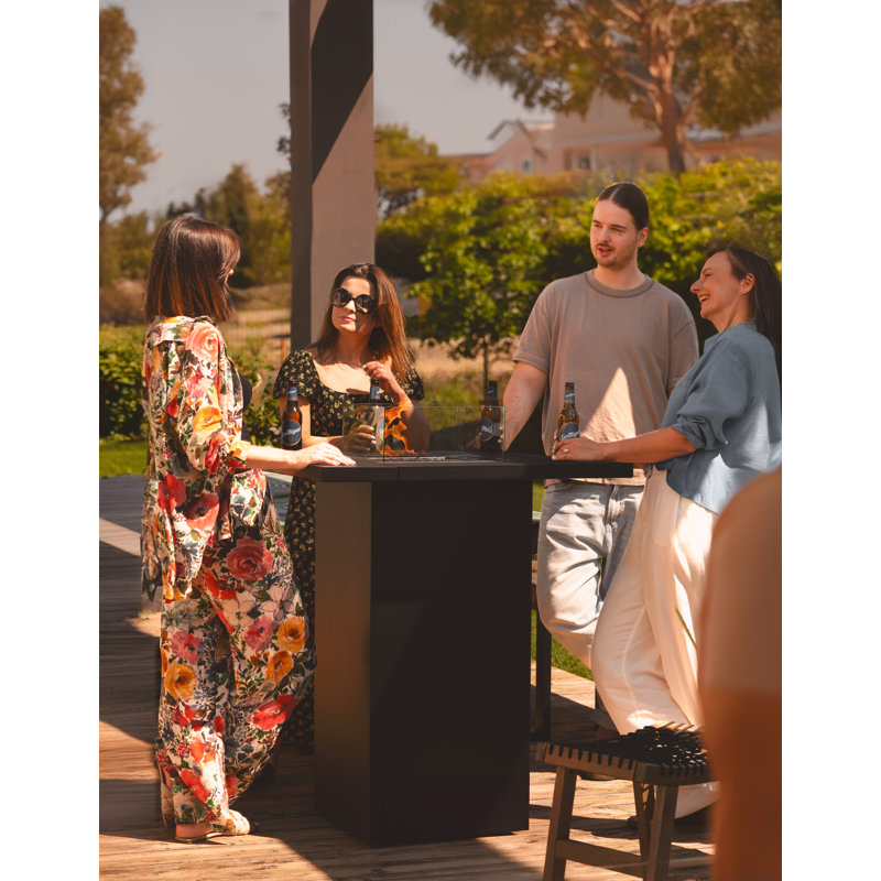 Square Table High Gas Fire Pit With Attachable Table