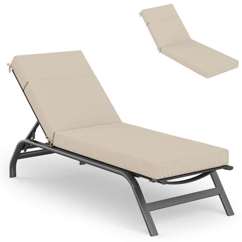 Outdoor Chaise Lounge Cushion – Weather-Resistant, Reversible, Plush Comfort, 26" W x 80" D, Cream