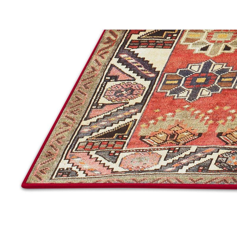 Tapis traditionnel orange / brun / gris, Rectangle 6 pi x 9 pi