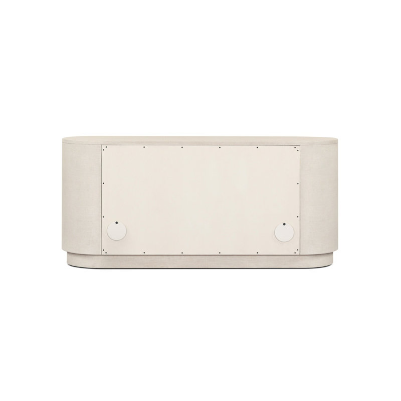Amelia Media Console, Ivory Painted Linen