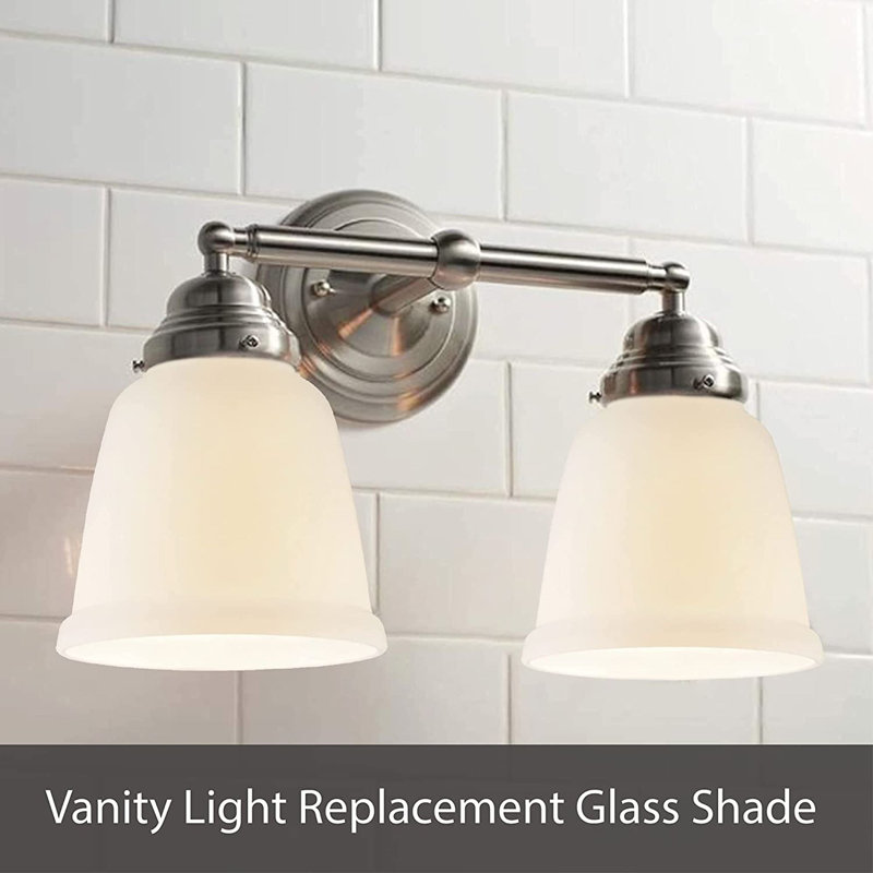 Clear Frosted Glass Bell Ceiling Fan Replacement Shades, Set of 4