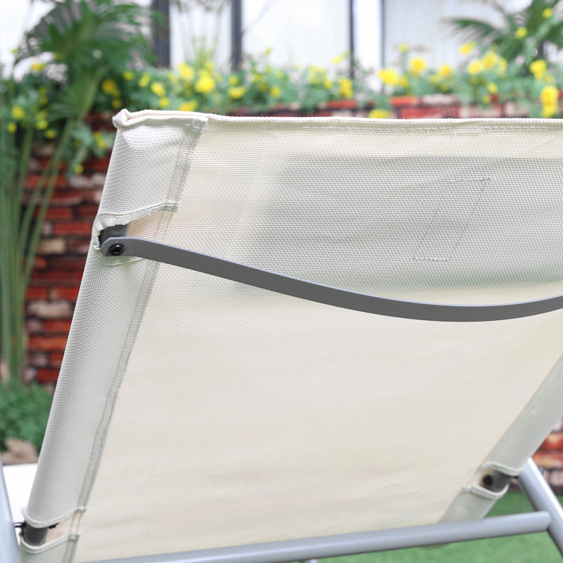 Chaise longue simple 63 po Dashia, Beige, Gris/noir