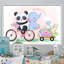 Mignon panda et éléphant sur un vélo - Cadre photo, impression sur toile-863931878-863931884