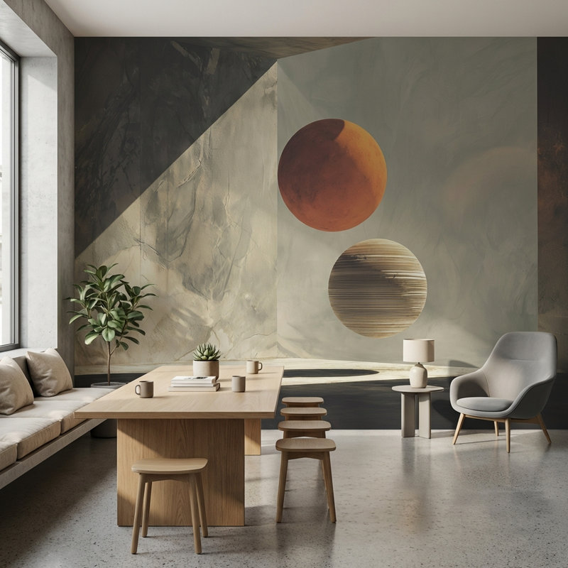 Papier peint géométrique moderne Elegant Sphere, 100 po x 96 po, Non tissé