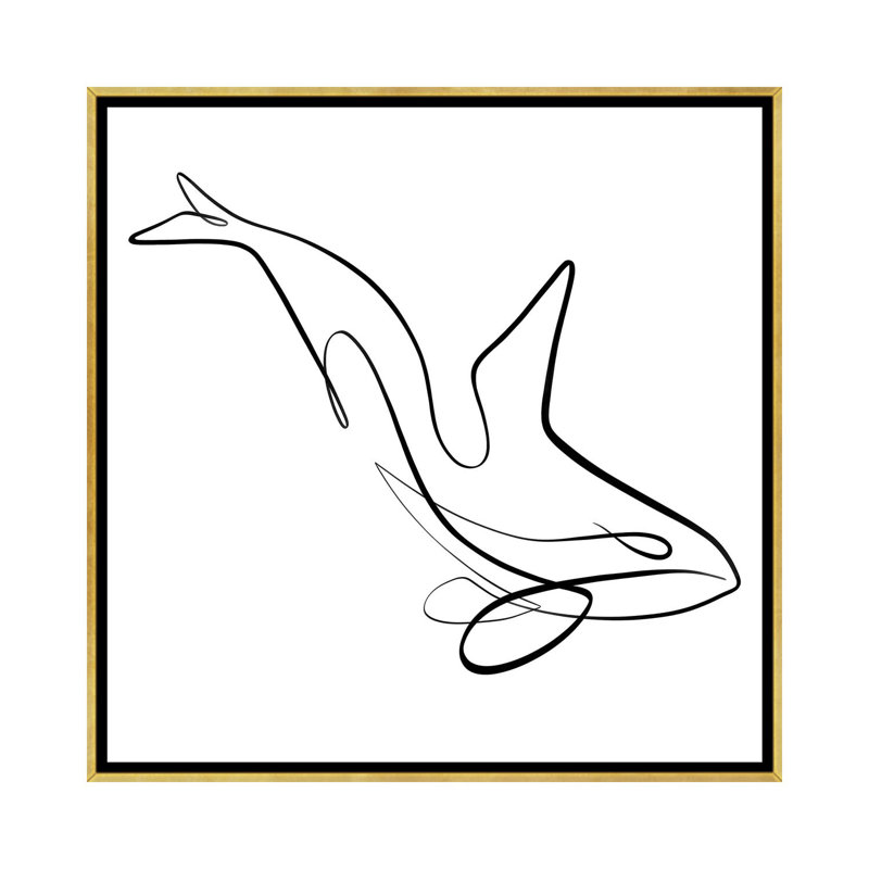 Orque baleine II par Dane Khy - dessin, reproduction, Aucun mat, H 37 po x l 37 po x P 1,5 po, Toile encadrée d'or