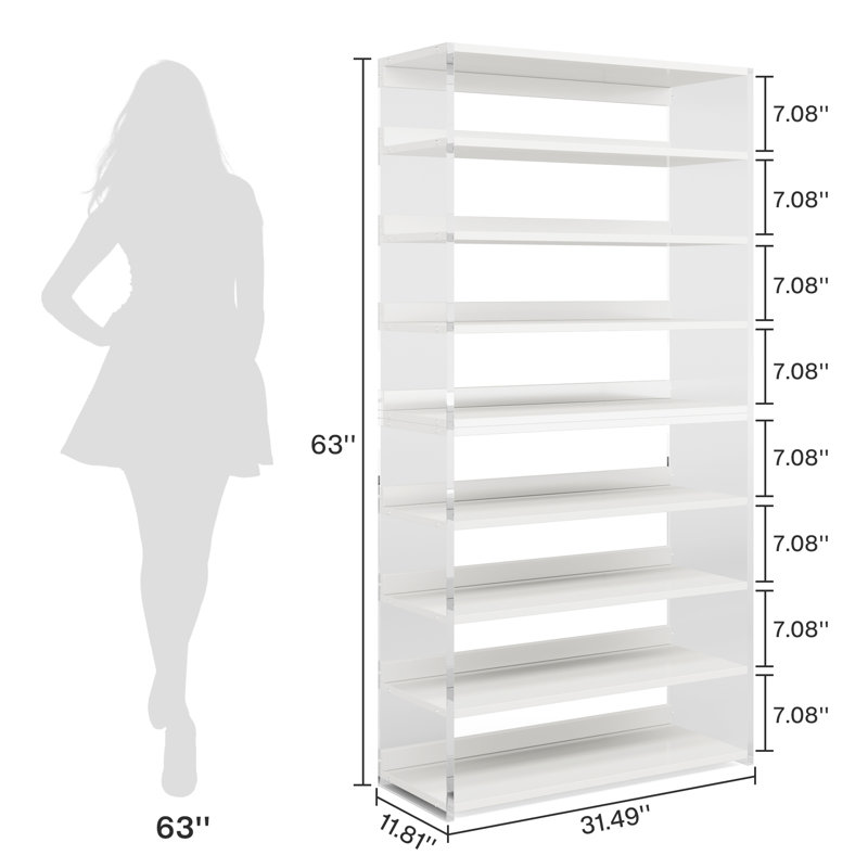 8-Tier Acrylic Bookshelf, White