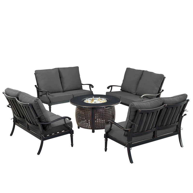 Paillere 8 - Person Patio Conversation Set with Cushions, Black