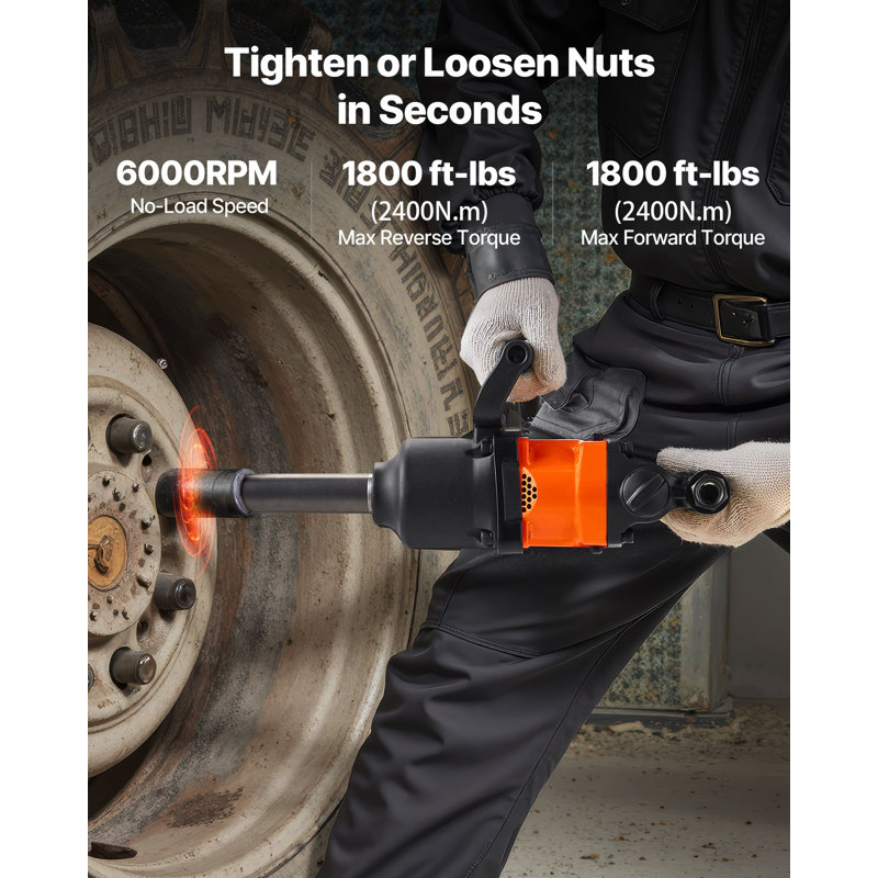 1 Inch Air Impact Wrench, Up To 1800 Ft-Lbs Nut-Busting Torque, 18.7 Lbs Lightweight Pneumatic Impact Gun With 6" Extended Anvil For Heavy Duty Repairs And Maintenance