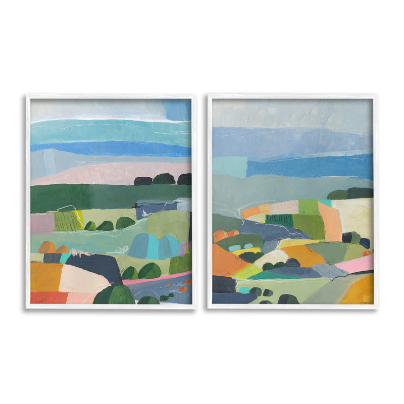 «Modern Farmland & River Single Photo Frame» par Jan Weiss, 2 pièces sur toile, H 30 po x l 24 po