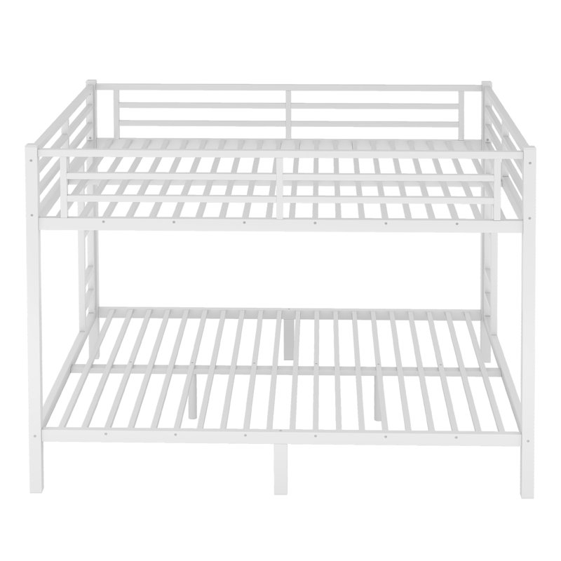 Metal Queen over Queen Bunk Bed for Teens & Adults, Space-Saving, Noise Reduced, No Box Spring Needed, White