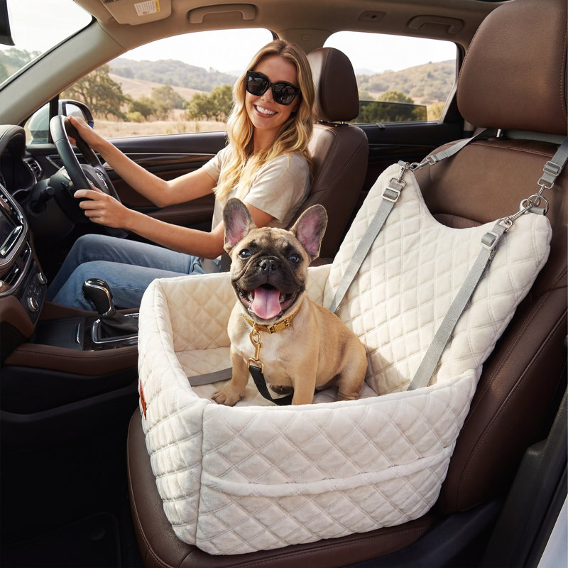 Pet travel beds suitable for dogs under 55 lbs, 48cm H x 50cm W x 50cm D, White