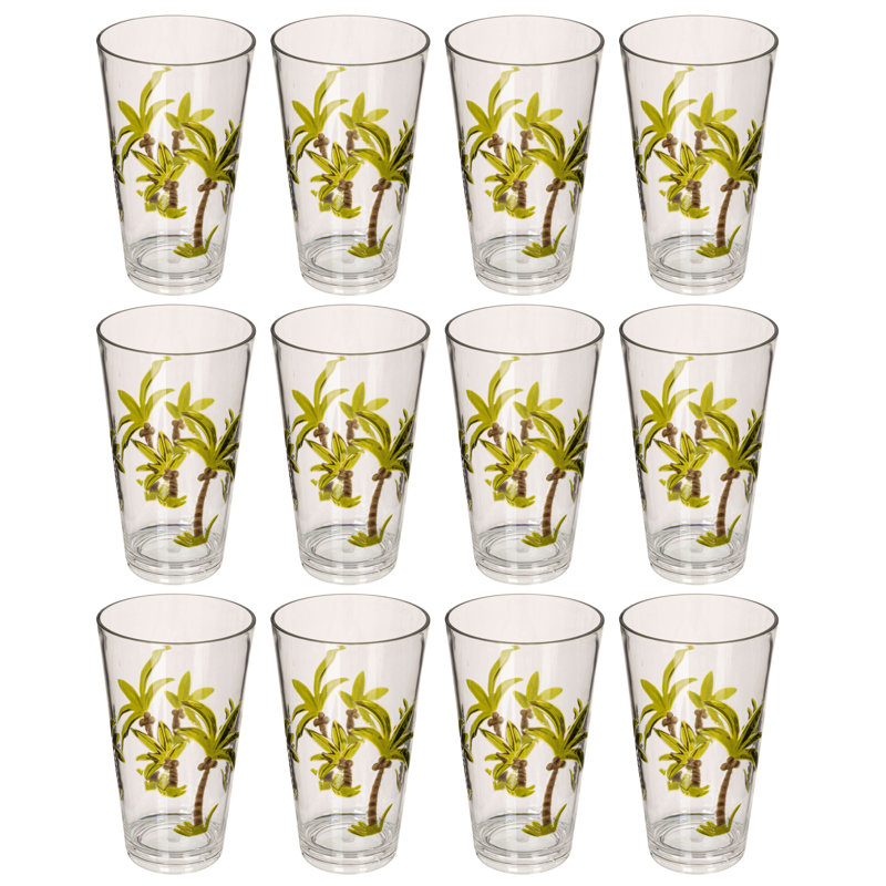 Acrylic Drinking Glasses With Palm Tree Motifs