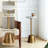 White Marble Pedestal Side Table, Round End Table With Antique Gold Base For Couch, Small Drink Tables For Small Spaces, Vintage Cocktail Martini Table For Living Room