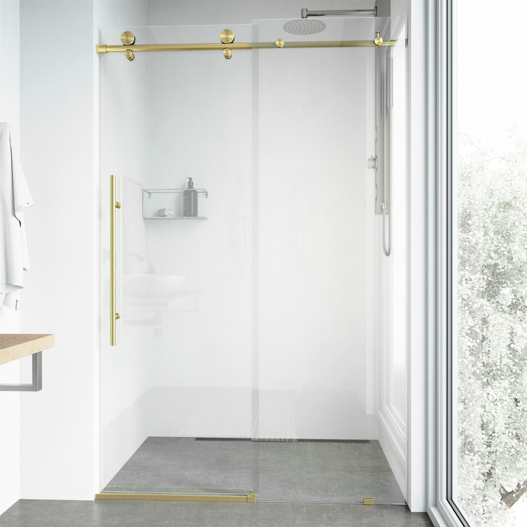Elan E-Class 60-64" W x 76" H Sliding Frameless Shower Door with 3/8" Clear Glass VIGO
