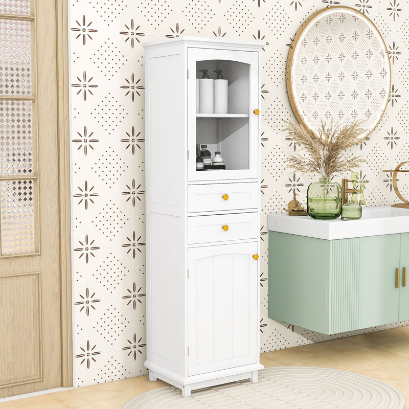 Armoire de salle de bain en bois Briggs Elegant, Blanc