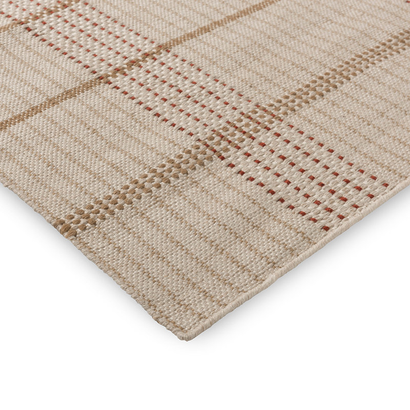 Zona Striped Area Rug in Brown/Beige/Red, Rectangle 6'7" x 9'2"