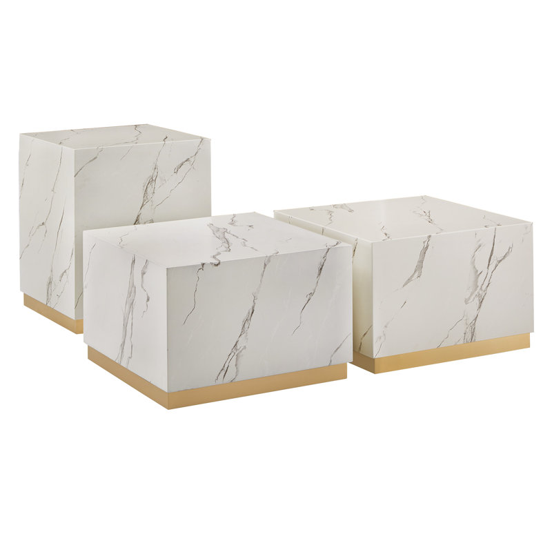 Ensemble de tables basses 3 pièces Roman, Blanc