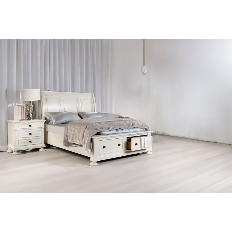 Ensemble de chambre à coucher avec lit plateforme et rangement Claudie, Grand, Noir