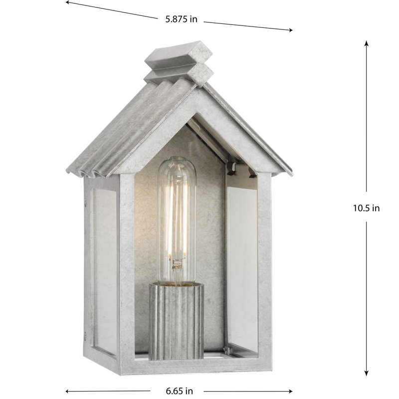Point Dume Dunemere Matte Black Outdoor Wall Lantern With DURASHIELD, 10.50" H x 6.65" W x 5.88" D, Galvanized Finish