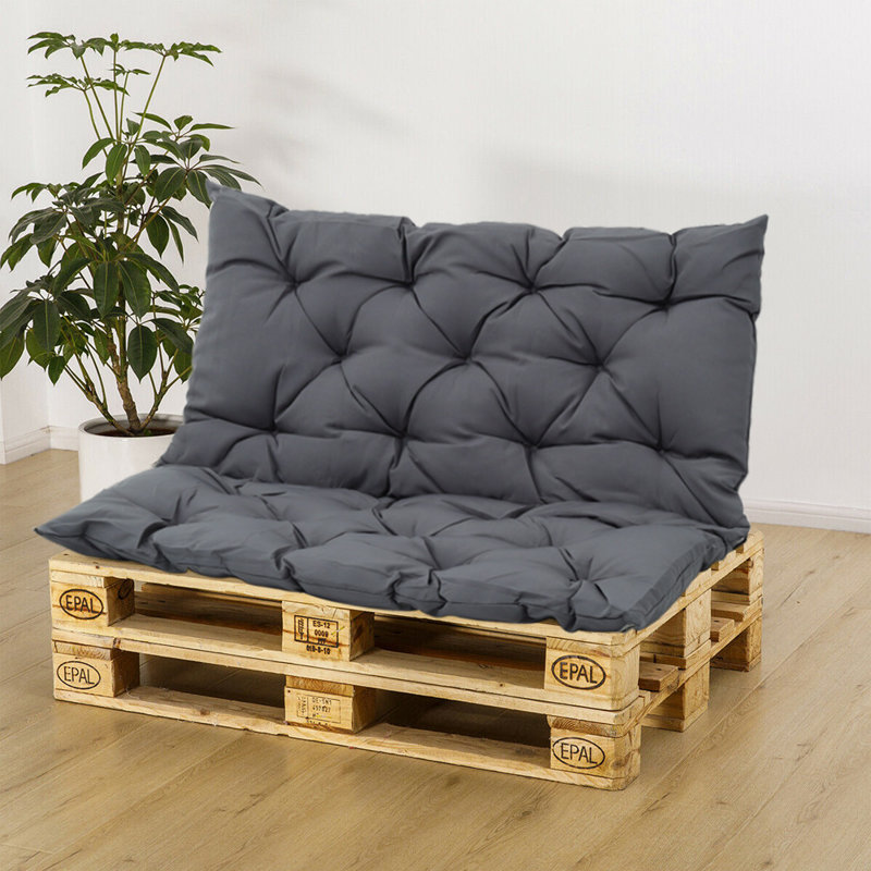 Garden Bench Cushion, 50cm H x 150cm W x 50cm D, Dark Grey