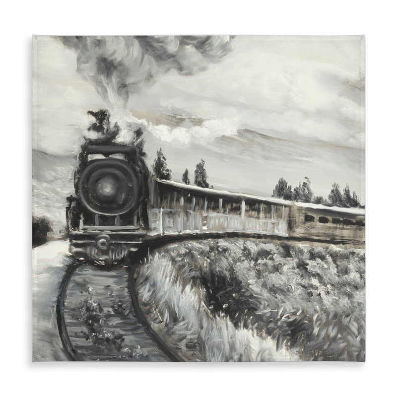 Steam engine train Gray tablecloth for indoor outdoor decor