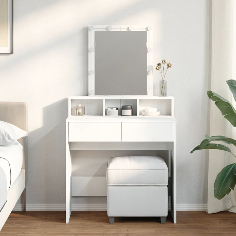 Simote Dressing Table with Mirror, White