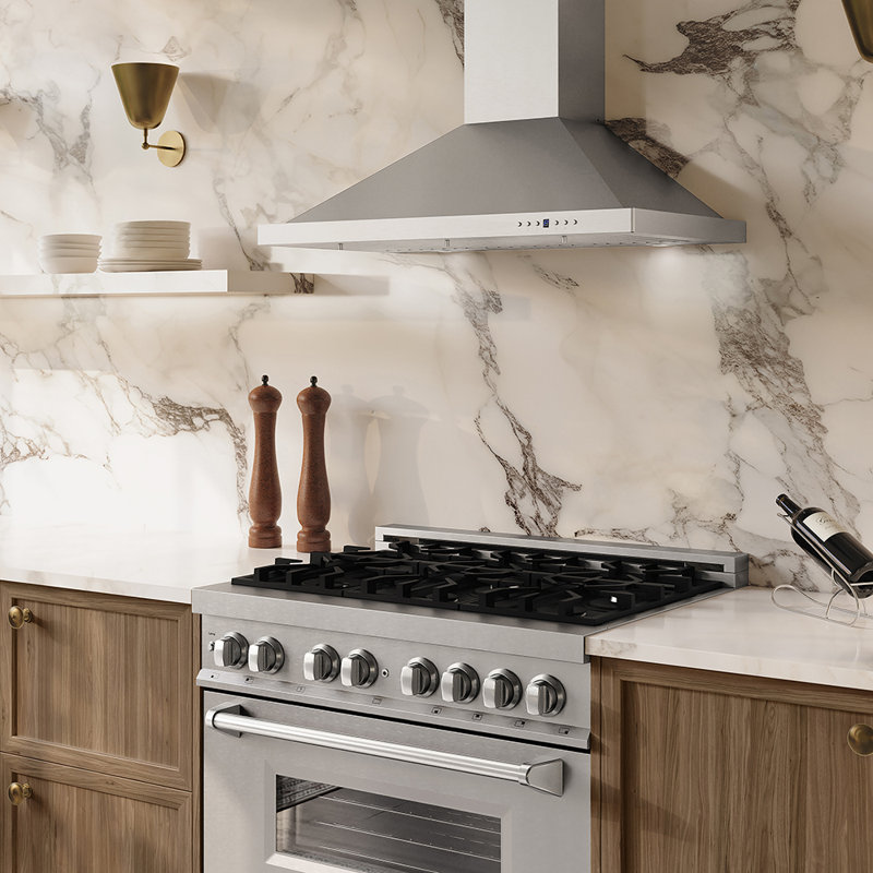 36" 400 CFM Convertible Wall Mount Range Hood, 304 Grade Stainless Steel