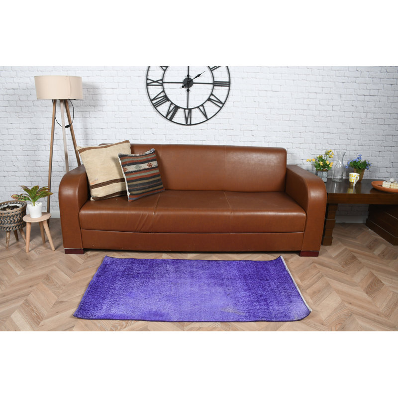 Tapis mauve fait à la main avec motif décoratif bohémien