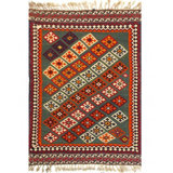 Geometric Area Rug in Rust