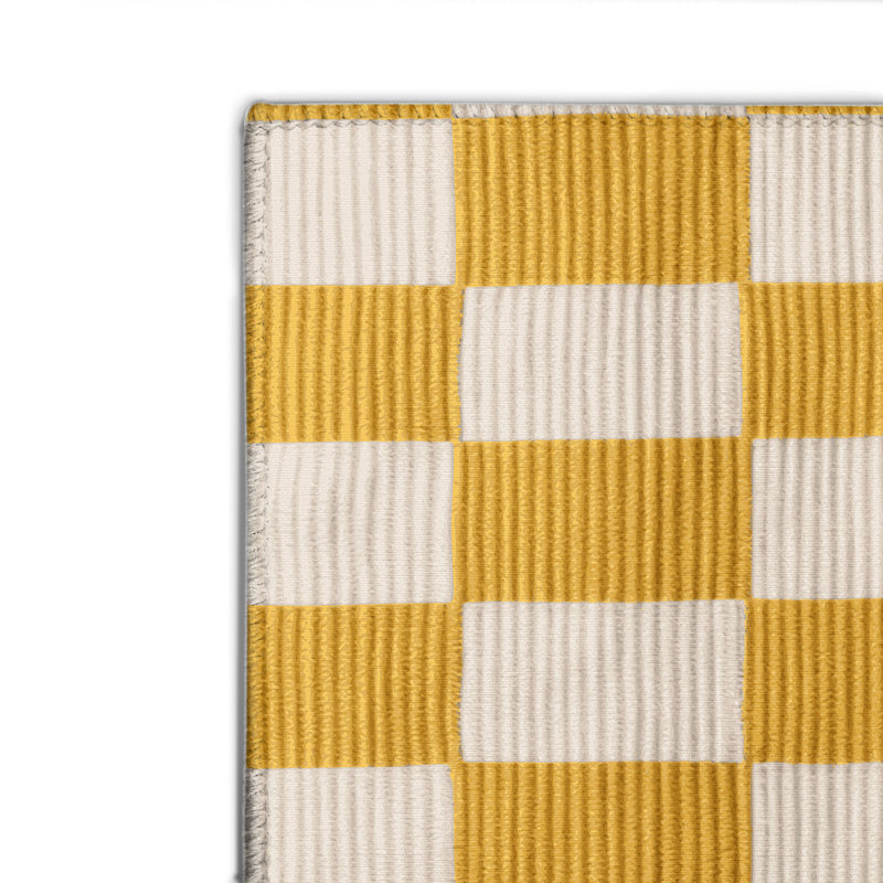 Tapis d'intérieur et d'extérieur à carreaux beige, Rectangle 4pi x 6 pi