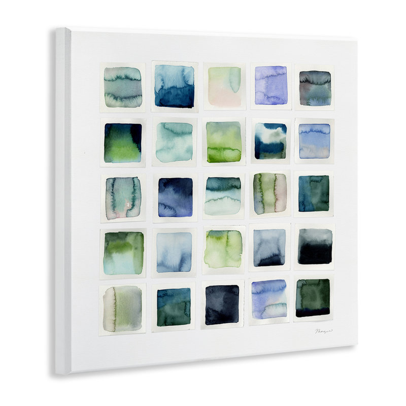 Watercolor Patterned Squares Wall Plaque Art by Stephanie Ryan