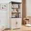 Armoire de rangement polyvalente à 5 niveaux avec portes de grange et tablettes réglables-1789526791