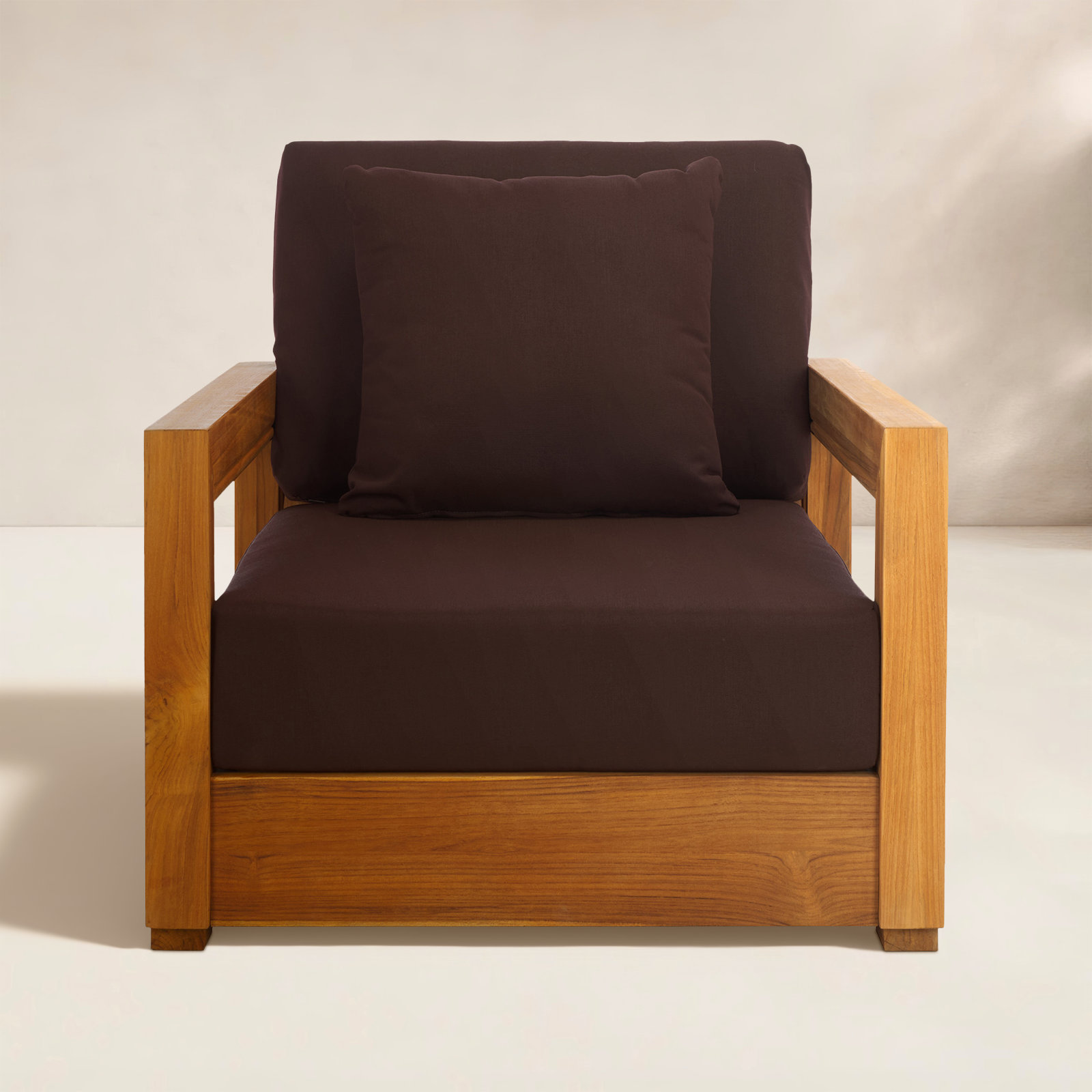 Melrose Teak Outdoor Lounge Chair, Dark Brown
