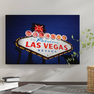 Welcome to Fabulous Las Vegas Nevada Sign at Night Solid-Faced Canvas Print