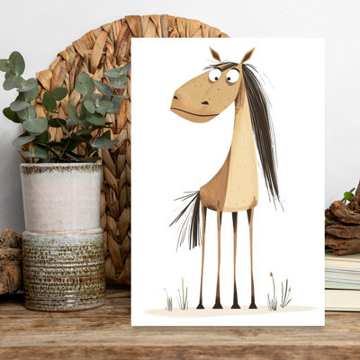 Curieux dessin de cheval, impression d'art cheval minimaliste