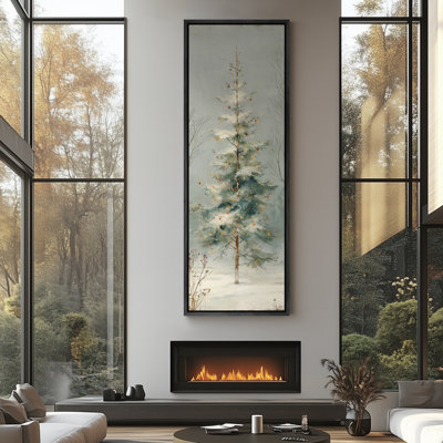 «Snowy Christmas Tree Winter Forest Landscape Extra Large», reproduction d'art sur toile encadrée