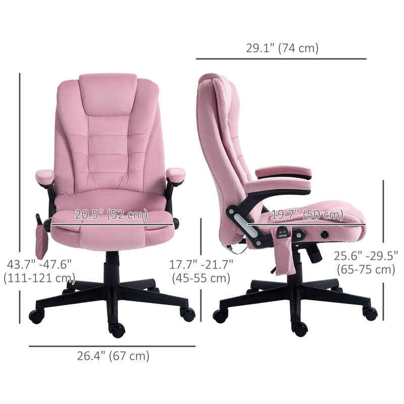 Massage Office Chair with 6-Point Vibration, Pink