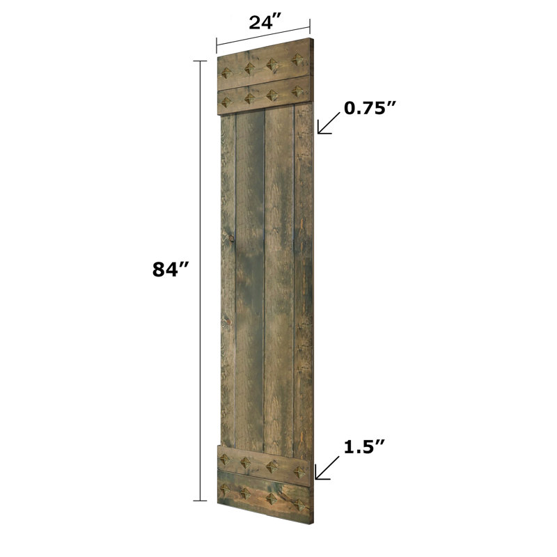 Porte de grange à panneaux et en bois avec quincaillerie d'installation, 24 po x 84 po, Tonneau vieilli