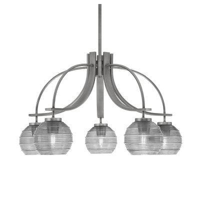 Cavella Light, Downlight Chandelier Shown With 6" Smoke Ribbed Glass