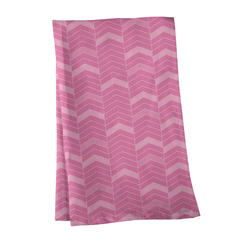 Stephenie Tea Towel Kitchen Towel, Dark Pink/Light Pink, Cotton Twill