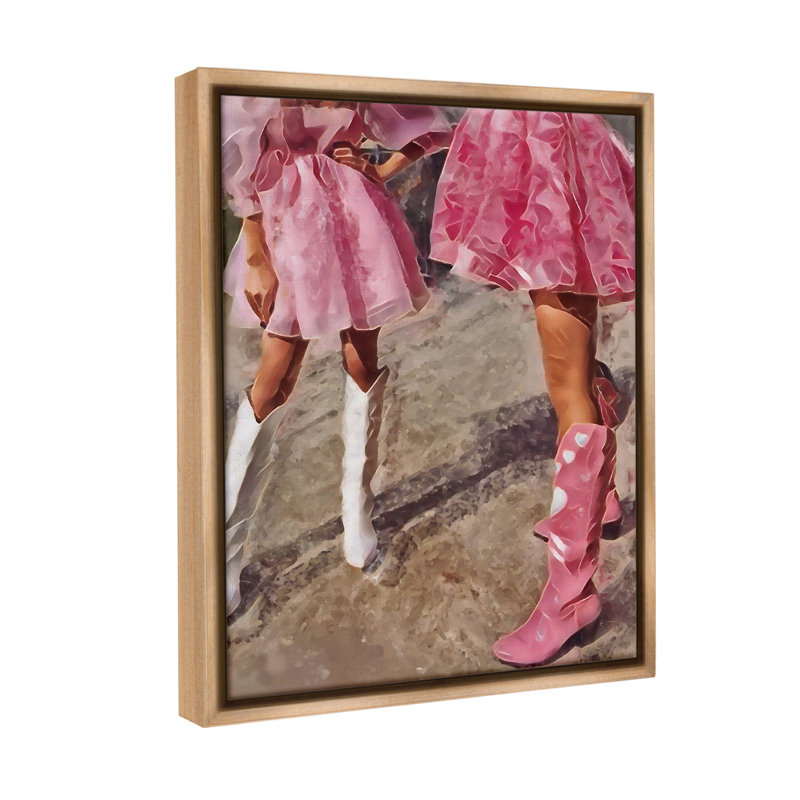 «Trendy Pink Cowgirls Floater Frame» par Jesse Keith sur toile, Cadre flottant orme Montalcino, H 21 po x l 17 po