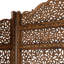 Paravent en bois pliable à 4 panneaux avec motifs sculptés complexes