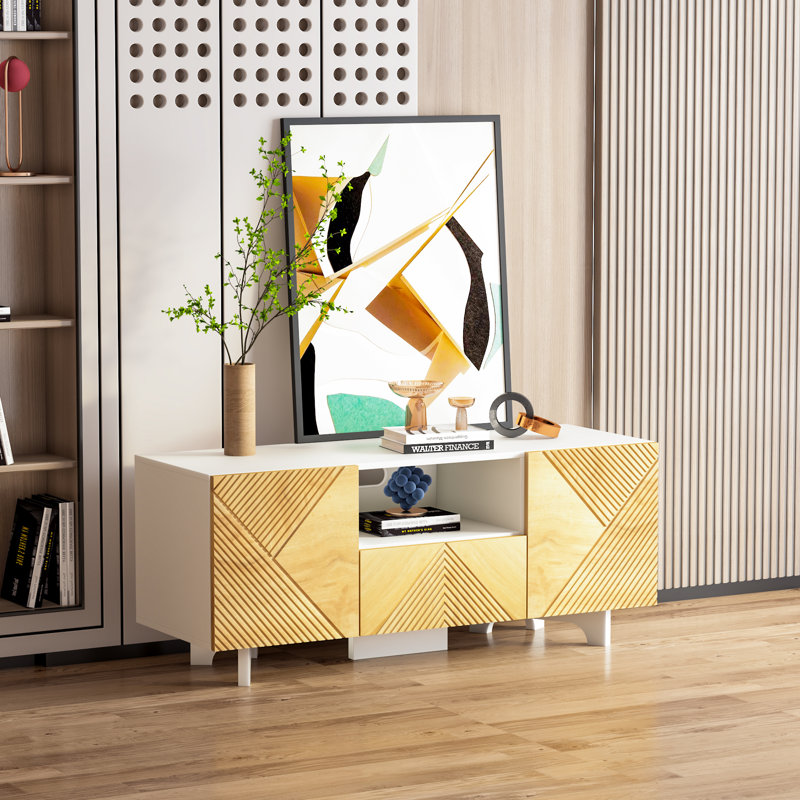 Crédence de rangement une pièce l 47,24 po avec foyer électrique Iyahna, Blanc