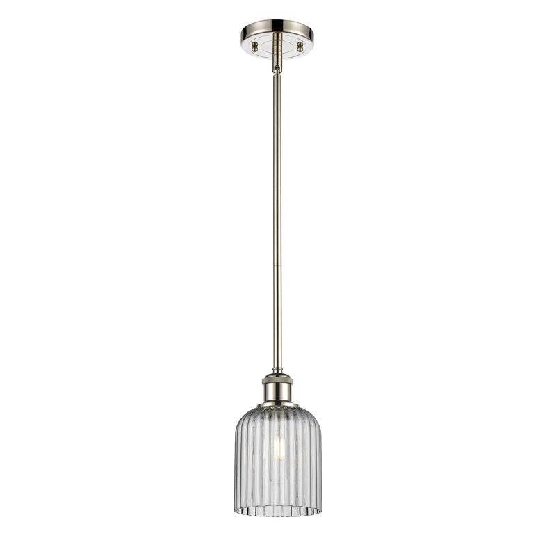Luminaire suspendu 5 lumières Ballston Addeline, Nickel poli, Gris fumée clair