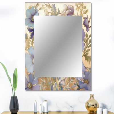 Rétro collage de fleurs de chrysanthème blanc - miroir mural décoratif fleurs sauvages, miroir traditionnel, impression d'art en métal