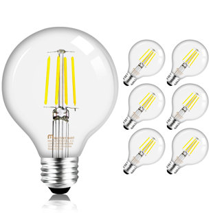 MASTERY MART G25 Globe Light Bulbs, Dimmable, E26 Base, 60W Equivalent, 2700K Soft White, Vintage Filament for Bathroom Mirror, 5.5W LED, UL Listed, Energy Star, 6-Pack