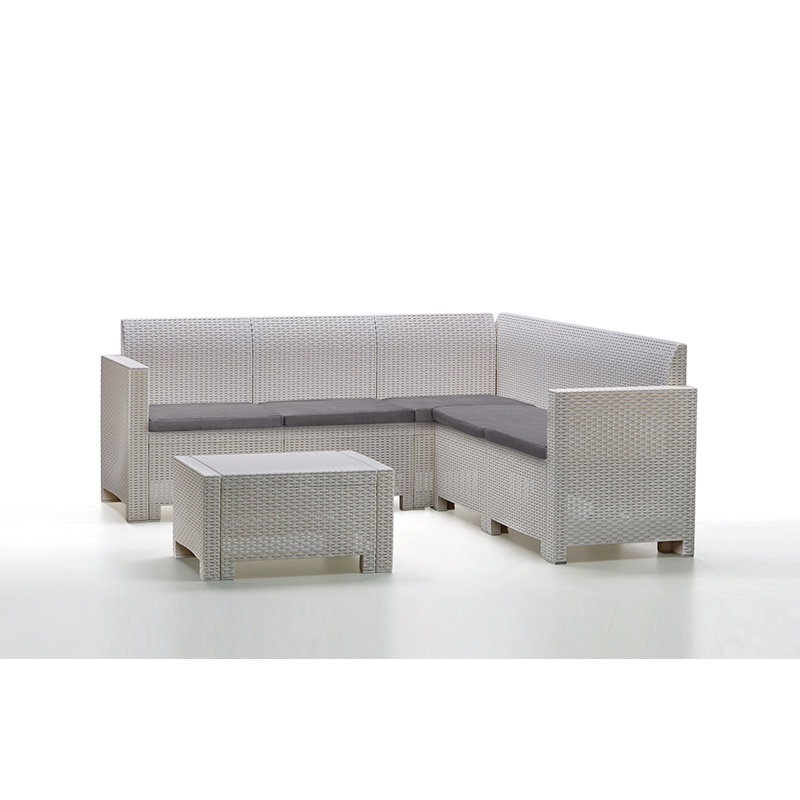 Outdoor Lounge Set Eris, Garden Set with Cushions, Rattan Effect, White